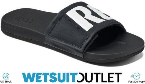 Reef Mens Cushion Bounce Slide Sandals Flip Flops Black White RF0A3OL5BIO Wetsuit Outlet